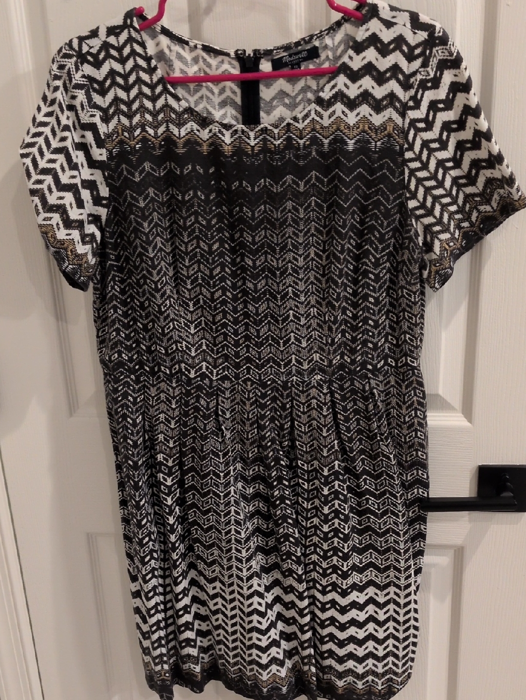 Madewell Brown And Tan Patterned Short Sleeve Dress Size 12